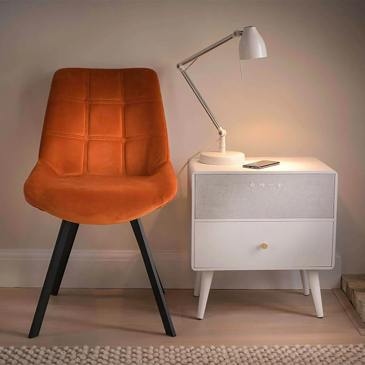 23"H 19"W Smart White x Charging Bluetooth® Koble Ralph And Table Side With Wireless 10-7/8"D, x Height-Adjustable Audio,