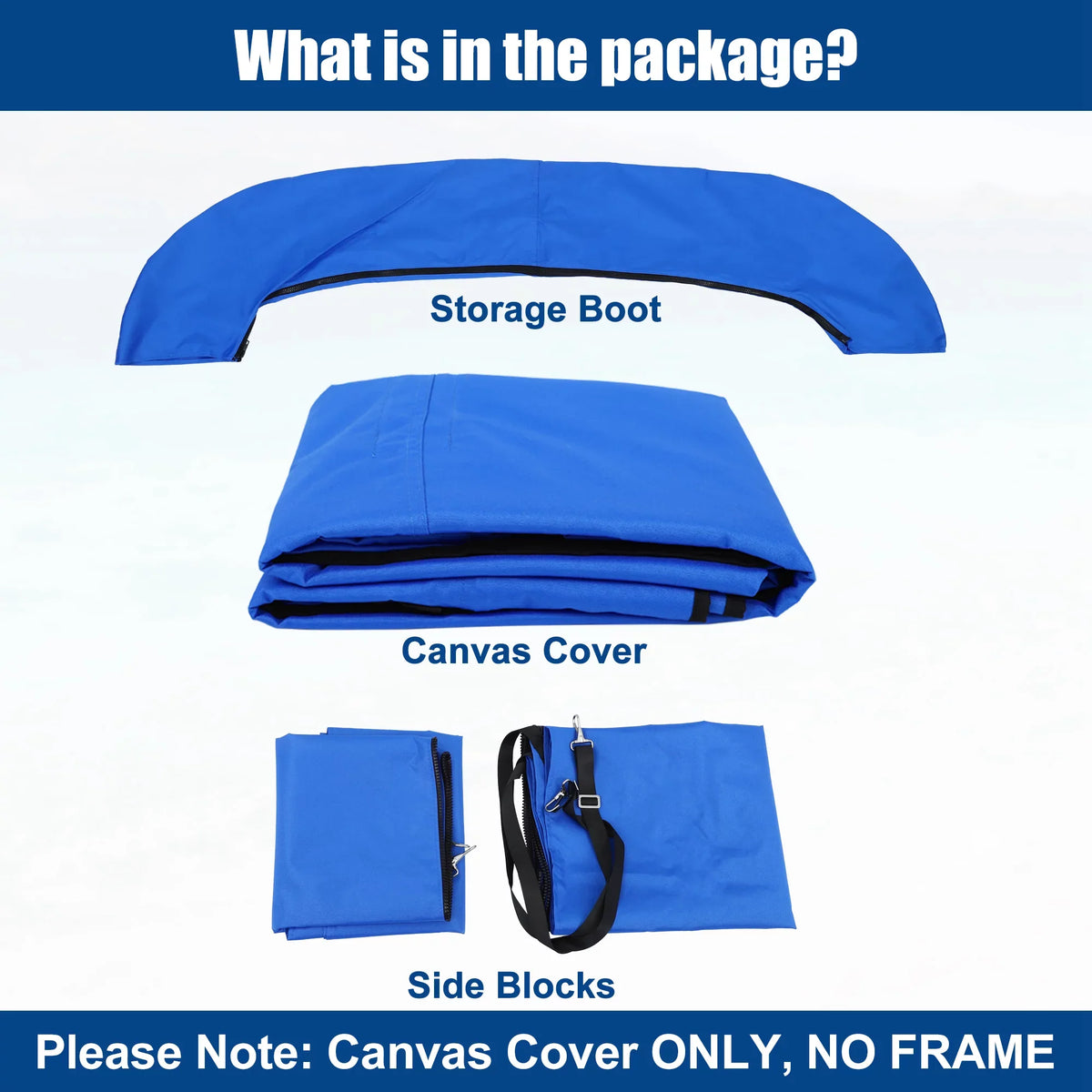 Bimini Top Blue Detachable Unique Side Blocks 4Bow Canvas Bargains With 8'Lx54"Hx67"-72"W