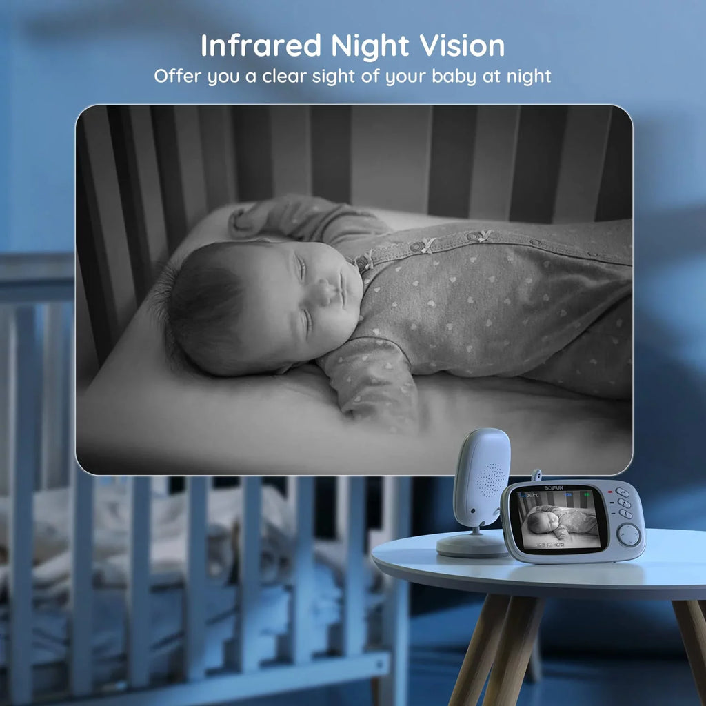 Audio, Screen, Monitor Camera Baby 3.2'' No VOX Audio, with Baby Vision, WiFi, Mode, and Two-Way HD Night BOIFUN Camera