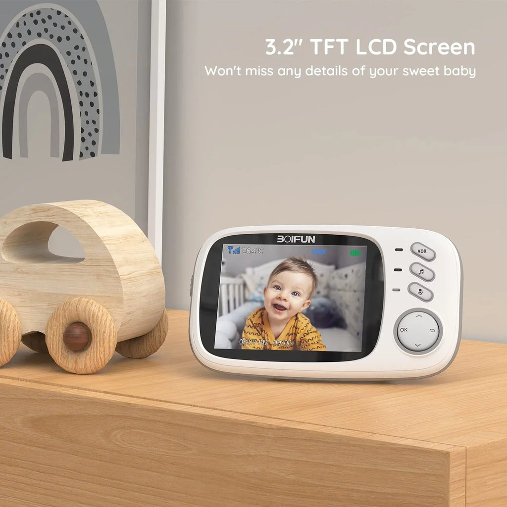 Audio, Screen, Monitor Camera Baby 3.2'' No VOX Audio, with Baby Vision, WiFi, Mode, and Two-Way HD Night BOIFUN Camera