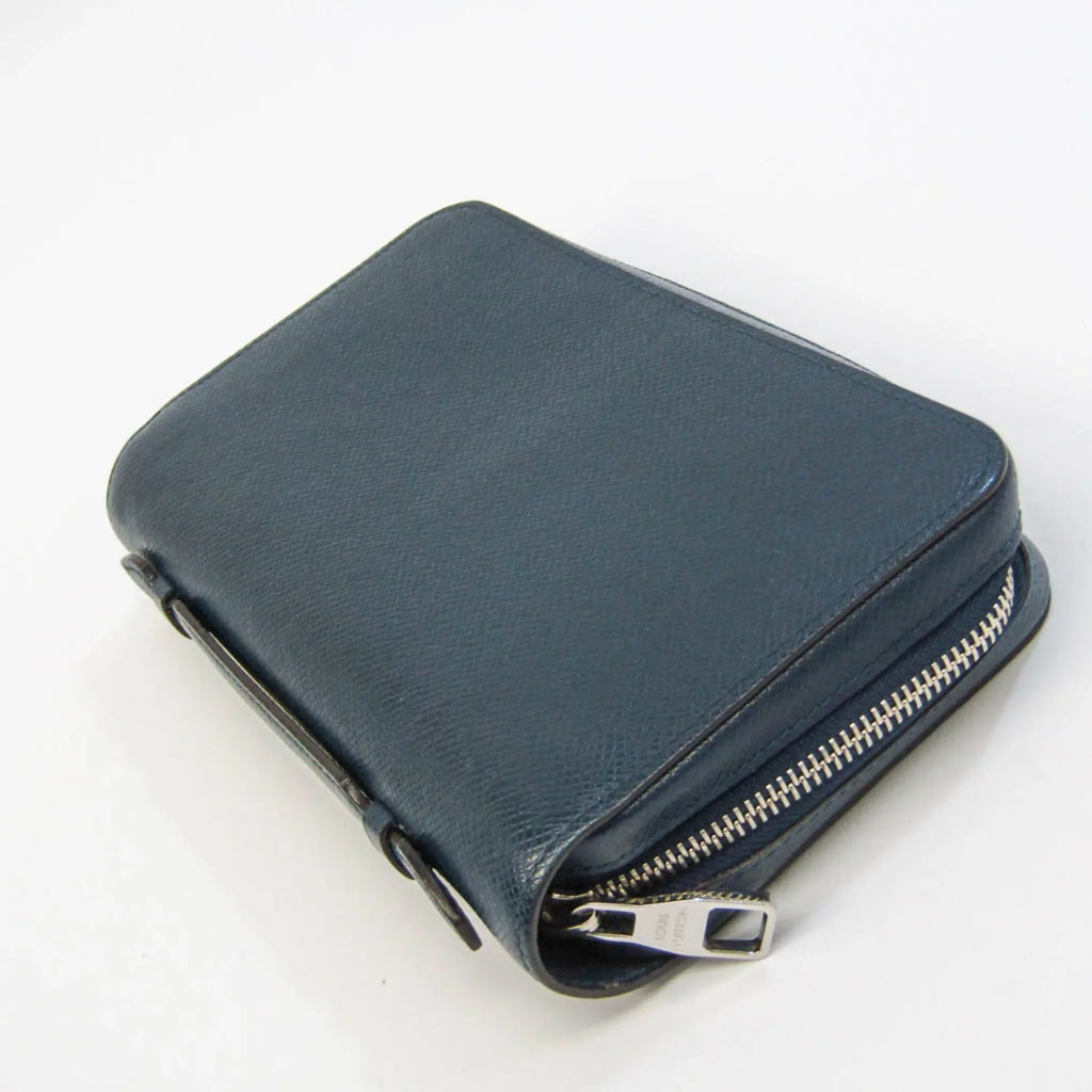Men's Leather Taiga Wallet XL Blue Taiga (Good) Pre-Owned M64019 Zippy (bi-fold) Long Navy