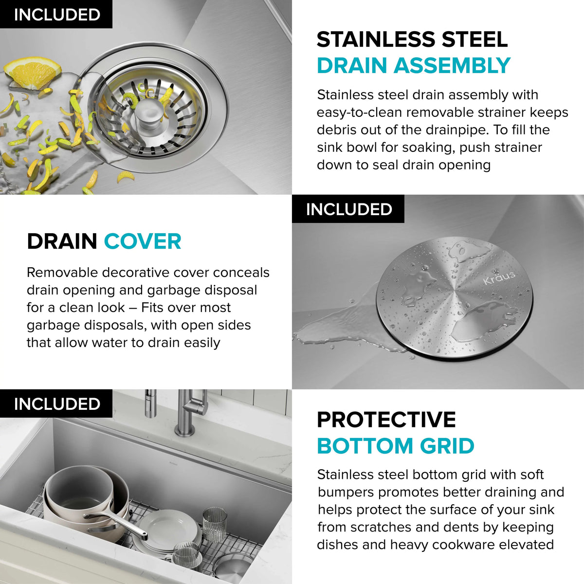 with Gauge 28Undermount Workstation Kore Kitchen Steel Accessories Stainless Single 16 Bowl Sink Kraus