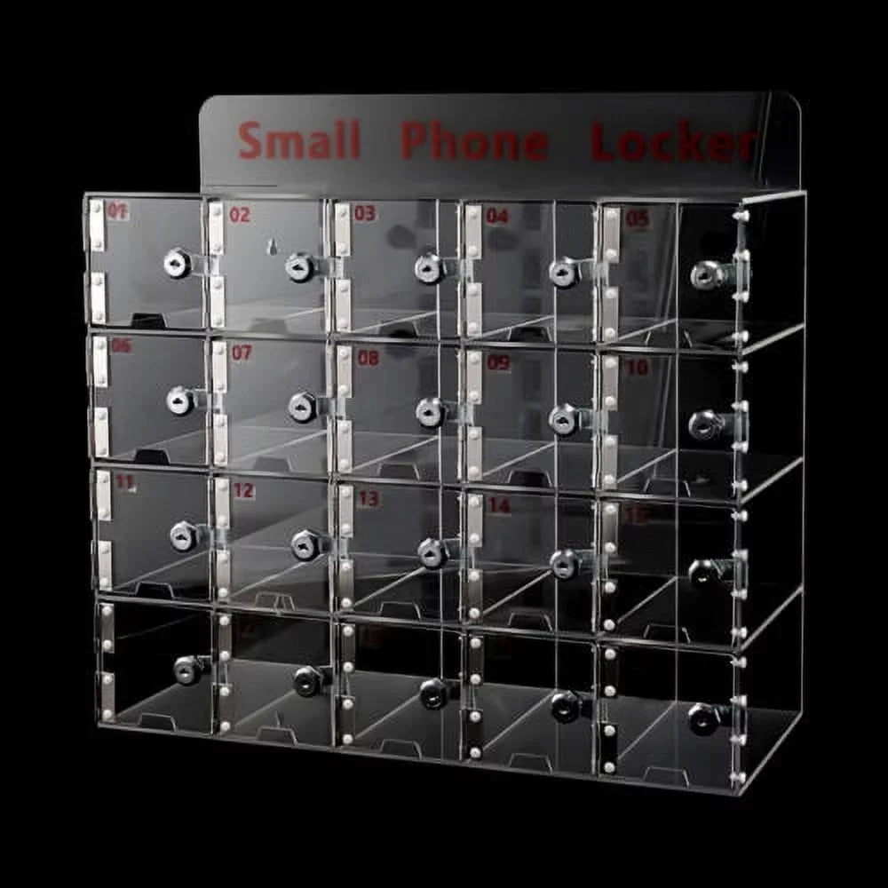 Clear Storage Cell Slots w/ Acrylic Thickened Keys Phone 20 Locker Cellphone Box