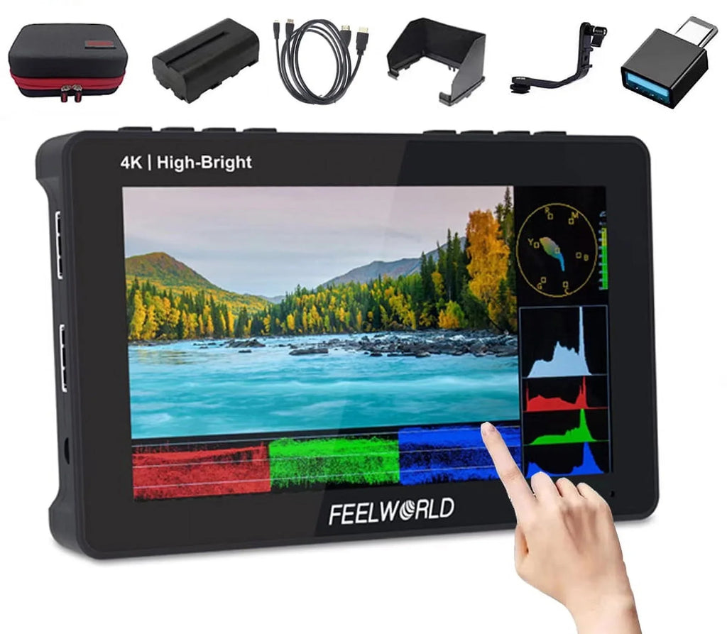 Monitor LUT Install DSLR Inch Kit 1920x1080 +Battery Wireless Transmission Case Pro F970 3D External 4K 5.5 Field Touchscreen +Carry F6 1600nits with for HDMI Power FEELWORLD FHD Camera