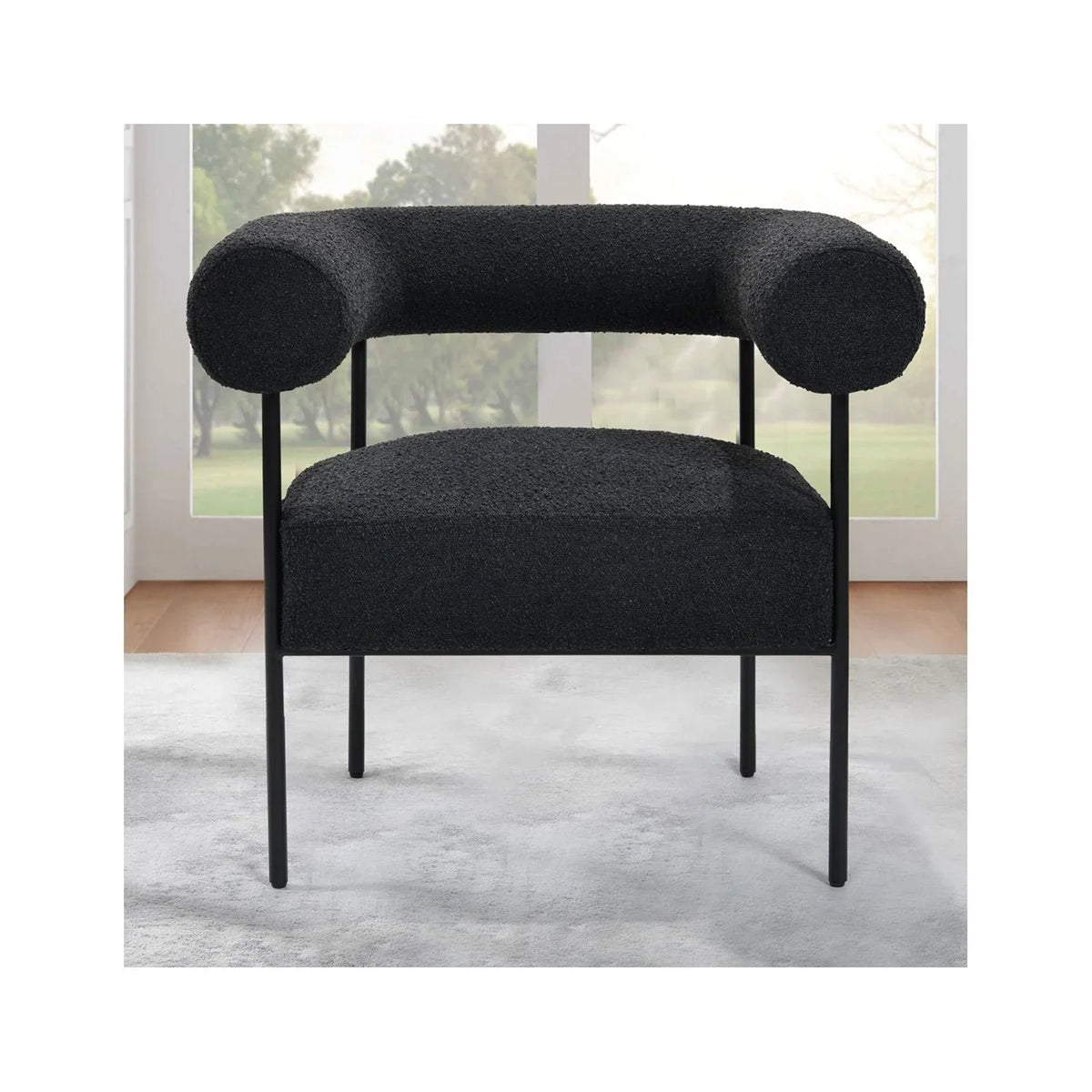 Chair Boucle Black Palma Metal Arm