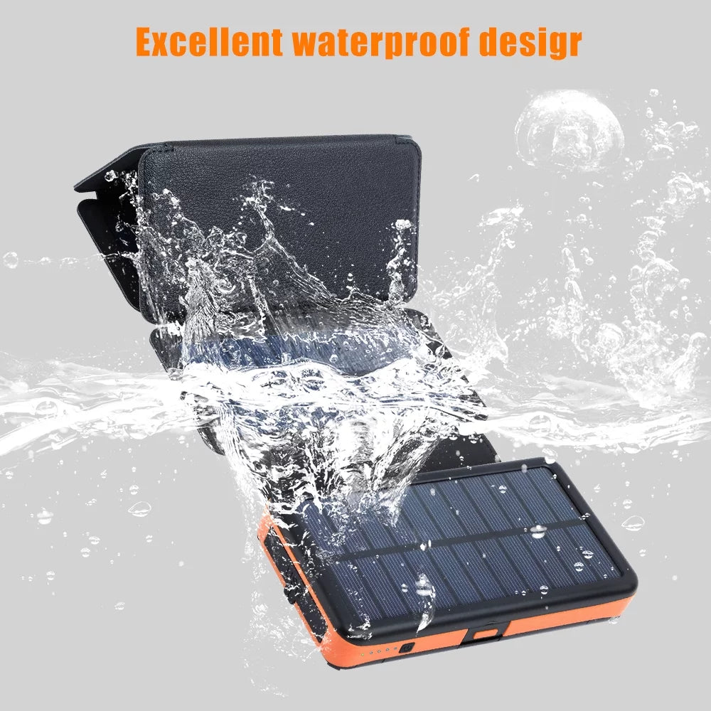Panel Phone Solar 26000mAh 6 Flashlight Bank Charger Cell For Portable Solar Folding Battery Power External with