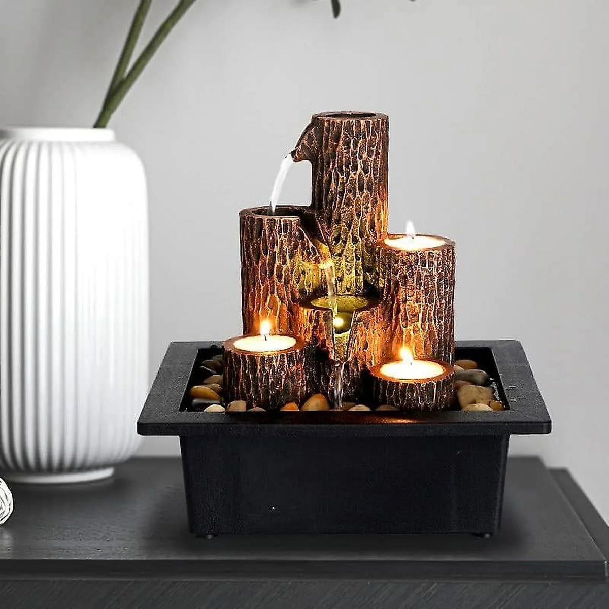 Function Lights Waterfall Tabletop With Warm Fountain Color Led