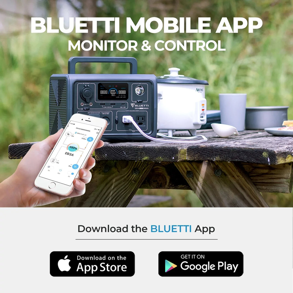 Home BLUETTI EB3A Generator, 268Wh Emergency Station Generator, Portable Use, Solar Bag,600W W/Carry Power LiFePO4 Camping, for