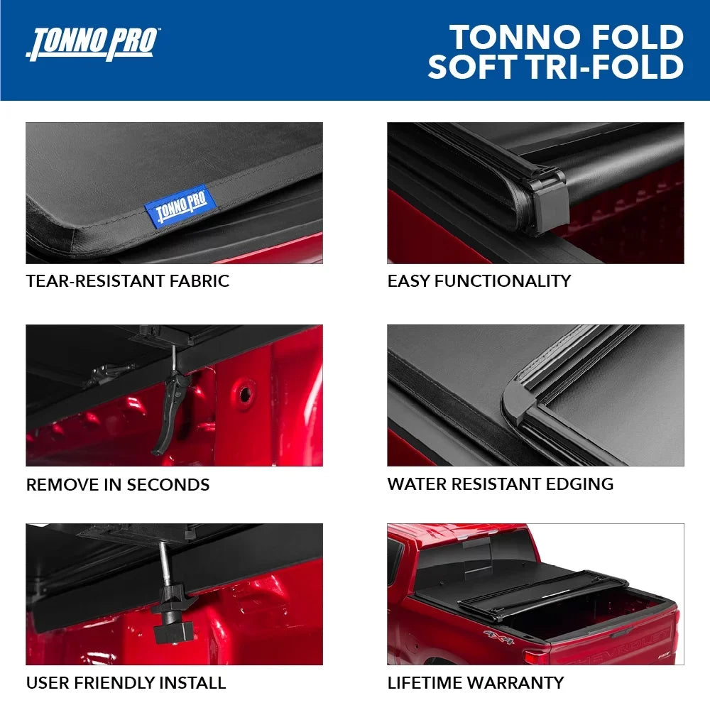 Soft 42-107 Folding 2" Pro Fold, Tonneau Silverado/Sierra | Fits 1500 | Chevy/GMC Bed Bed (97.6") Cover 2013 Tonno 2007 8' - Truck Tonno