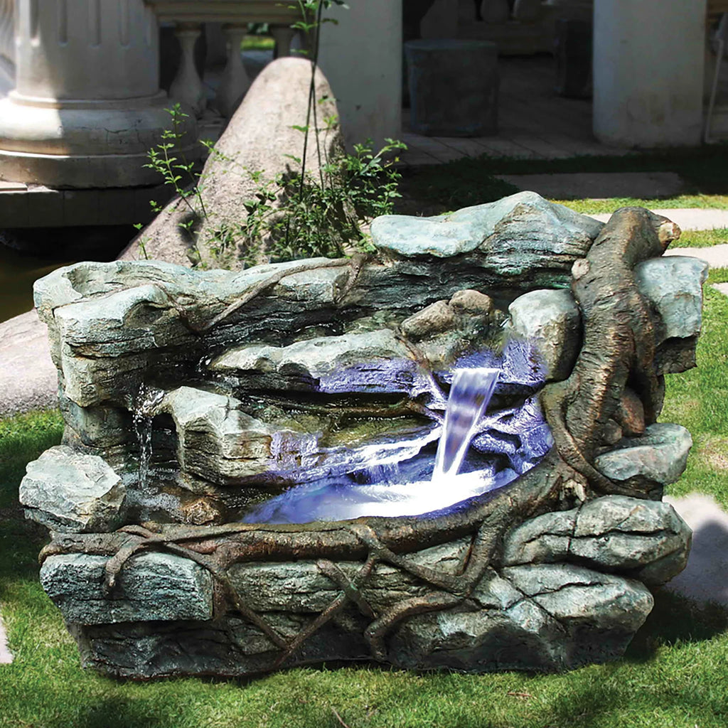 Garden Fountain Staggered Rock Design Cascading Toscano Canyon