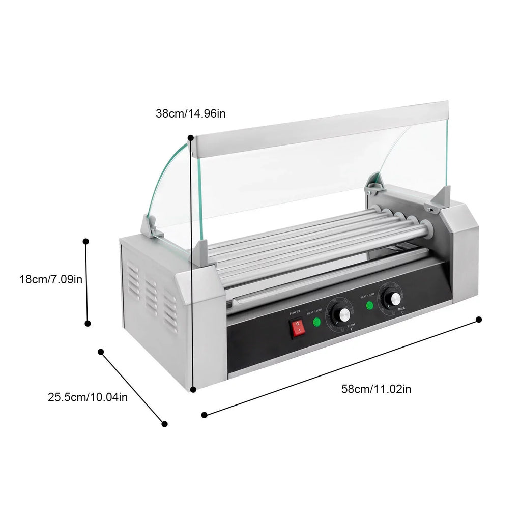 DENEST Holds Rollers Grilling Stainless 12-Hot Set Dog 110V W/5 0-250℃ Sausage Machine