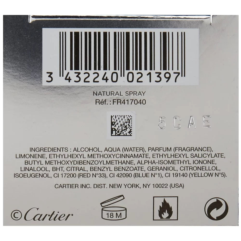 oz 3.3 Cartier EDT Spray, Roadster