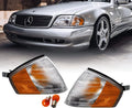 R129 Roadster Benz Replacement 1990-2002 Set Lamps Lens (Left Right) Corner Lights Amber Signal Front SL with Clear Chassis MBZ Class USR / + Frost R129 Compatible - Turn