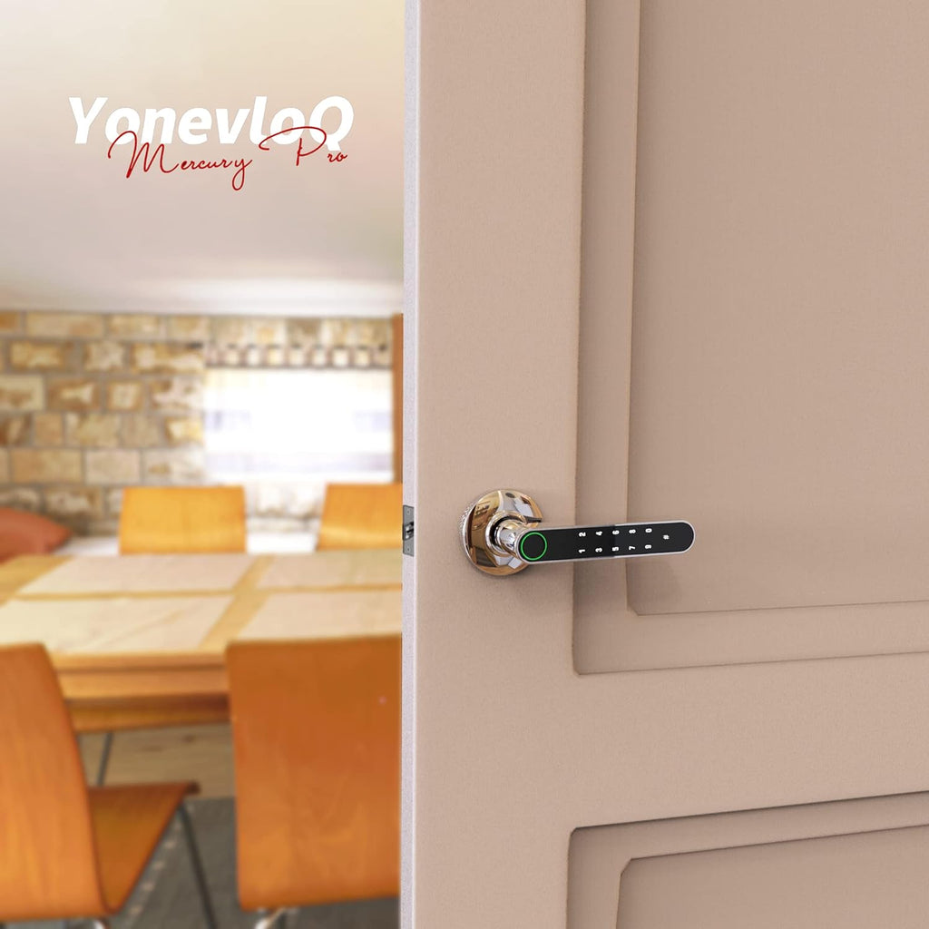 GOURE, with Easy Lock Backup Ideally Handle Smart for to Password, Office, Keys, Airbnb, Install Home and New Tuya App Suited [2024 by Door Keypads Upgrade] Door Fingerprint