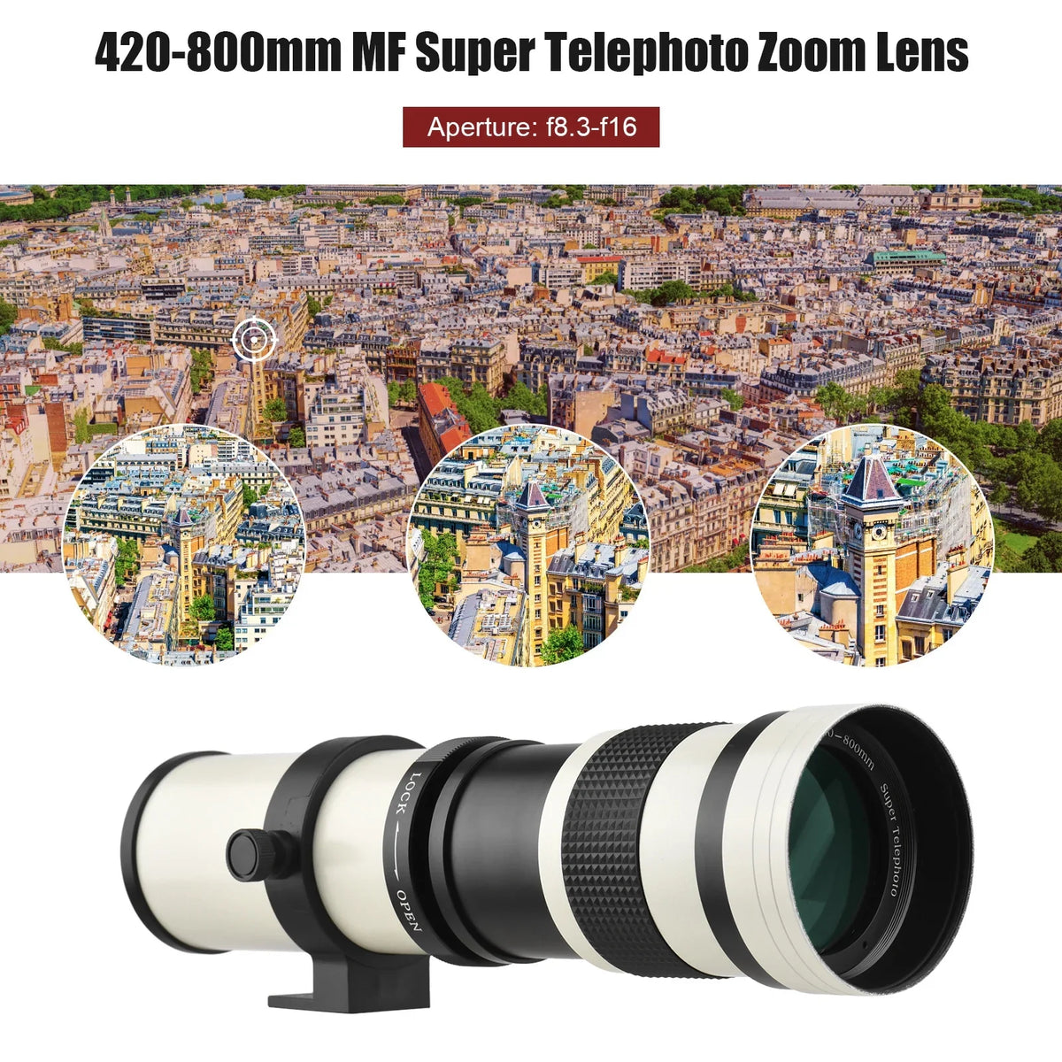 Thread Lens Cameras Super Fujifilm Replacement Universal Zoom 14 for MF T 420-800mm Mount F8.3-16 Olympus Telephoto Nikon with Pristin