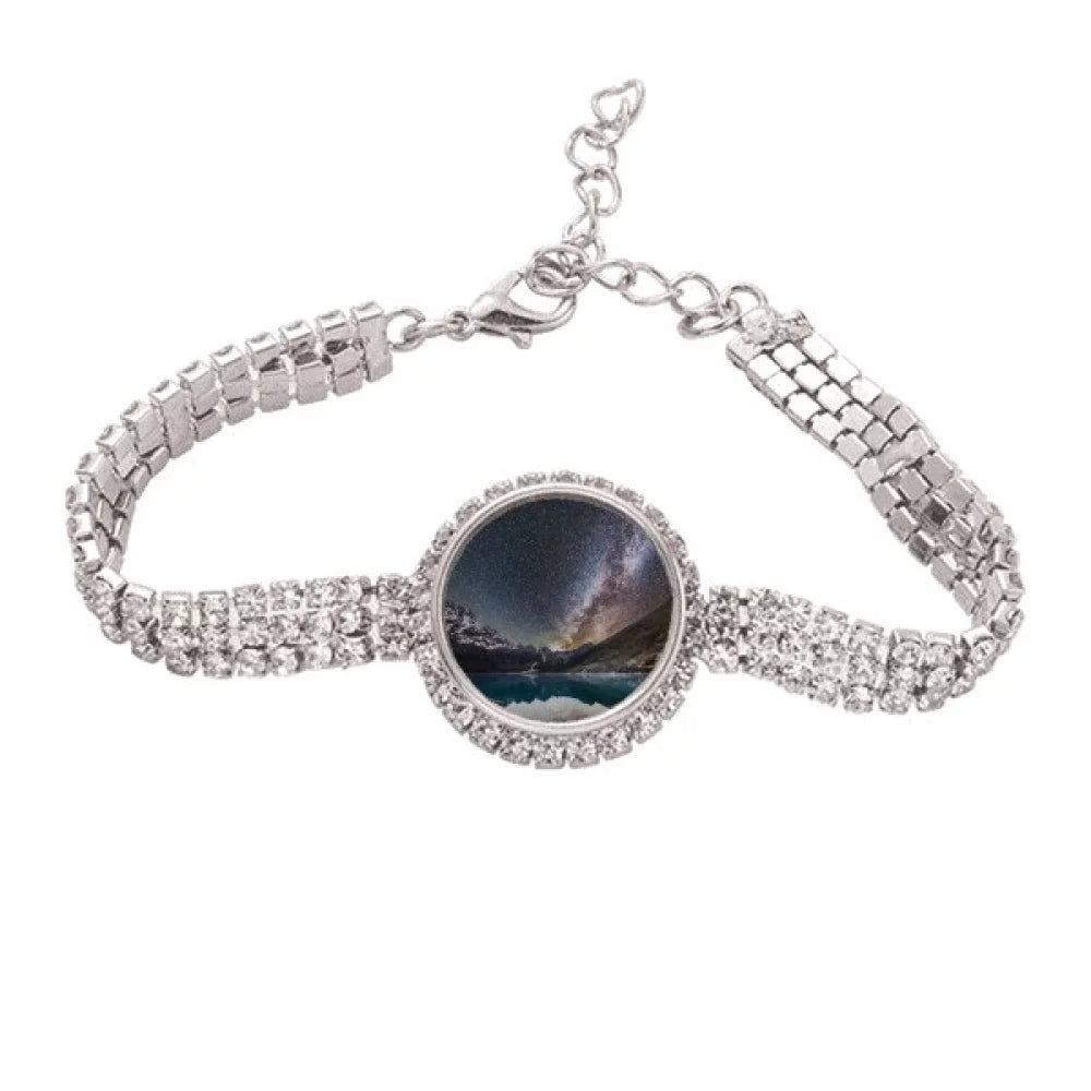 Stars Tennis Anklet Observe Bracelet Diamond Chain Glacier Galaxy Pattern Lake Jewelry