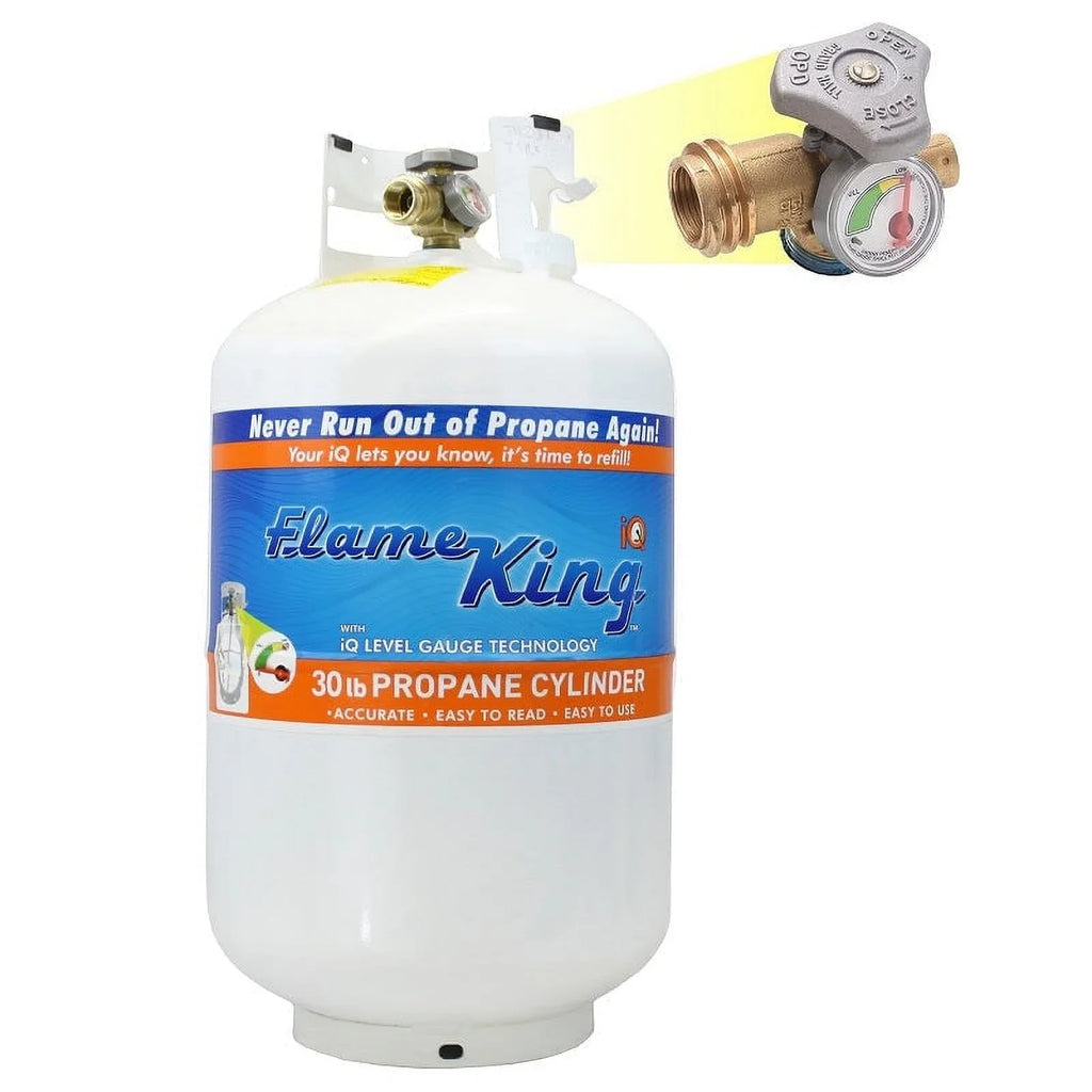 and Flame Grills YSN330 Tank Fishing, for & and Valve Camping, Gauge Steel exterior Propane OPD King White with BBQs, Cylinder 30LB Activities,