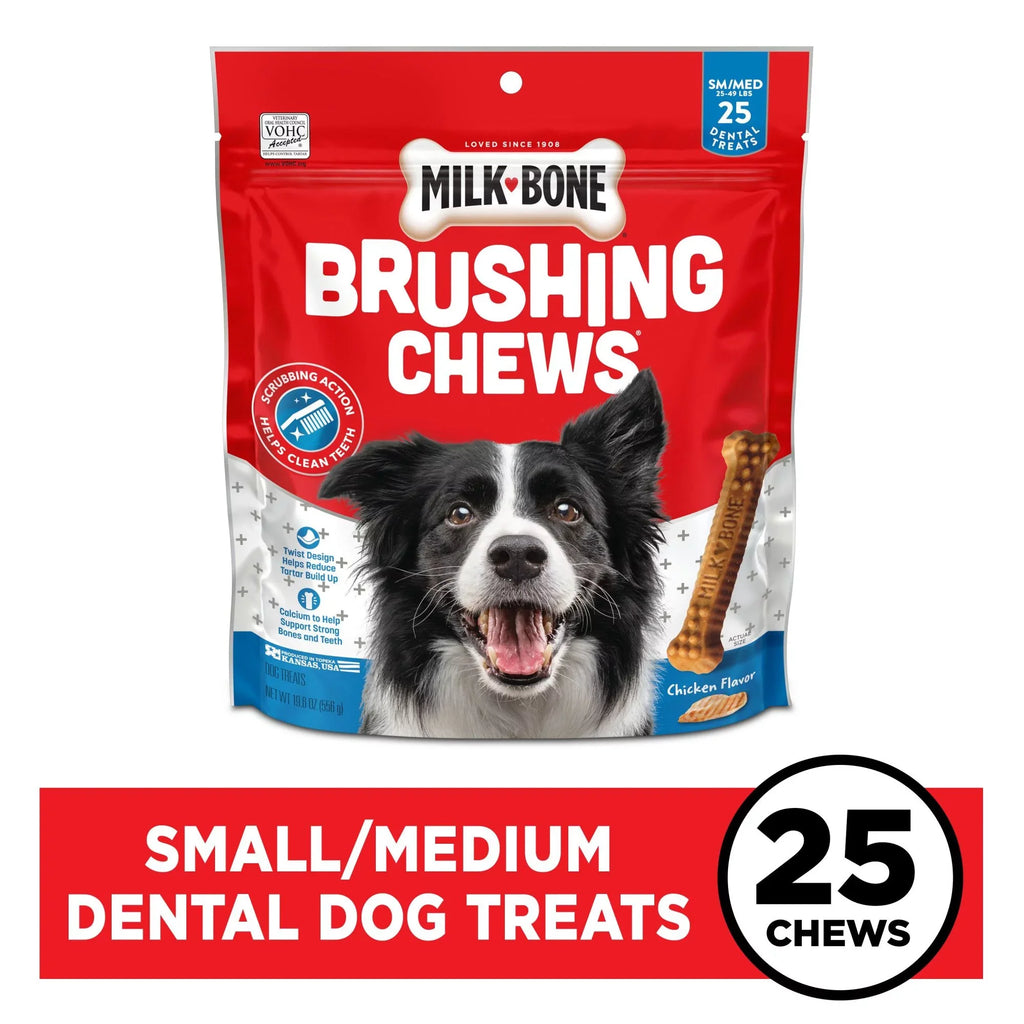 19.6 Small/Medium, Brushing Milk-Bone 25 Bag Oz. Chews Per Treats, Bag, Dog Bones Dental Daily