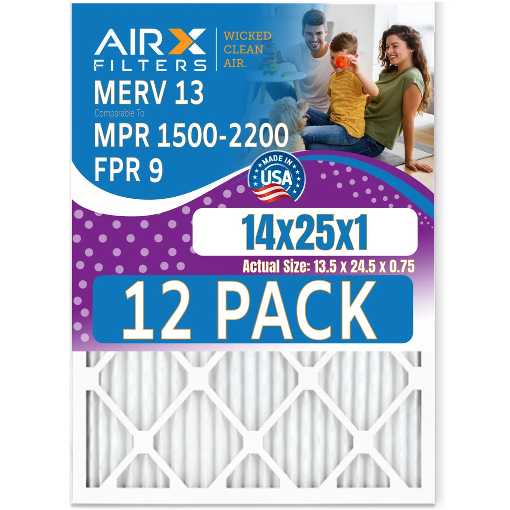 AIR. to 13 - 14x25x1 & Comparable USA by FPR of FILTERS Rating, Air Pack 2200 Filters - in Made MPR CLEAN Filter Furnace 12 WICKED 1500 MERV AIRX 9