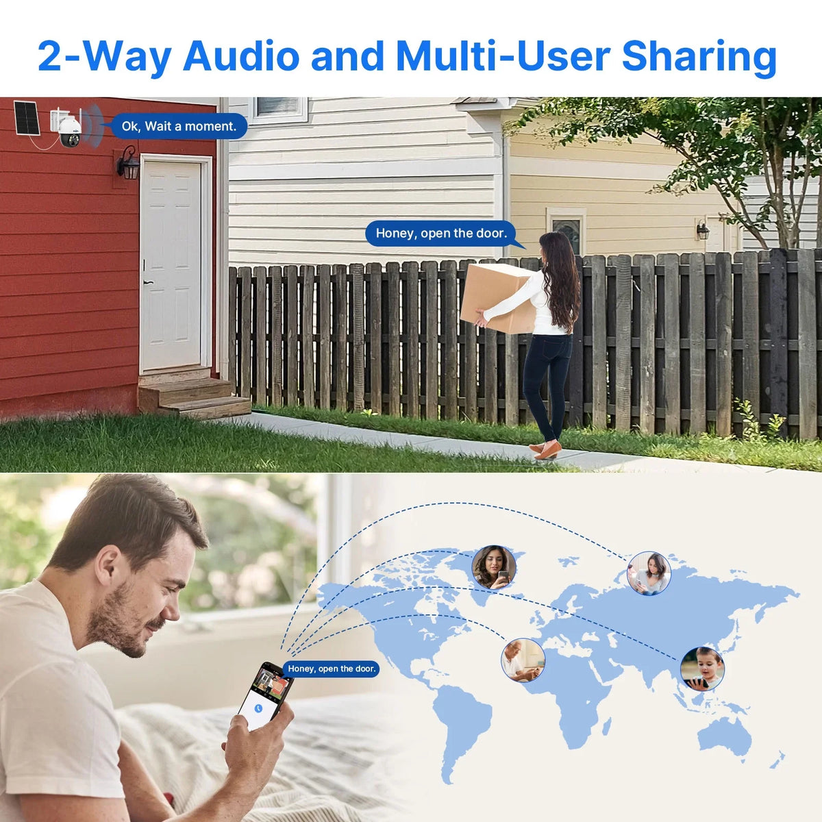 Audio,Color Rechargeable Card zoom,2-Way Solar AI Slot,Smart Wireless Pan/Tilt,8X digital Camera,360 Security Night Vision,Spotlights,SD Detection View Hiseeu Battery 2K/3MP