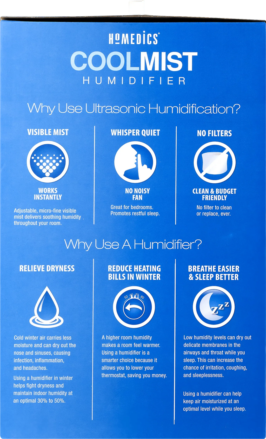 Cool Humidifier, Ultrasonic Mist UHE-CM65 HoMedics