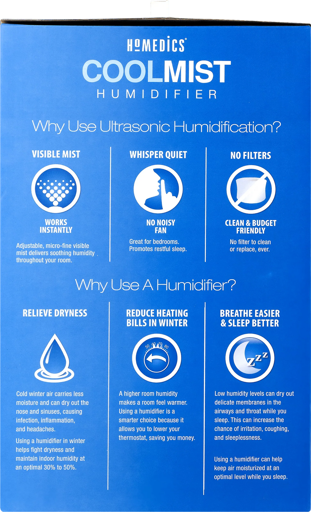 Cool Humidifier, Ultrasonic Mist UHE-CM65 HoMedics
