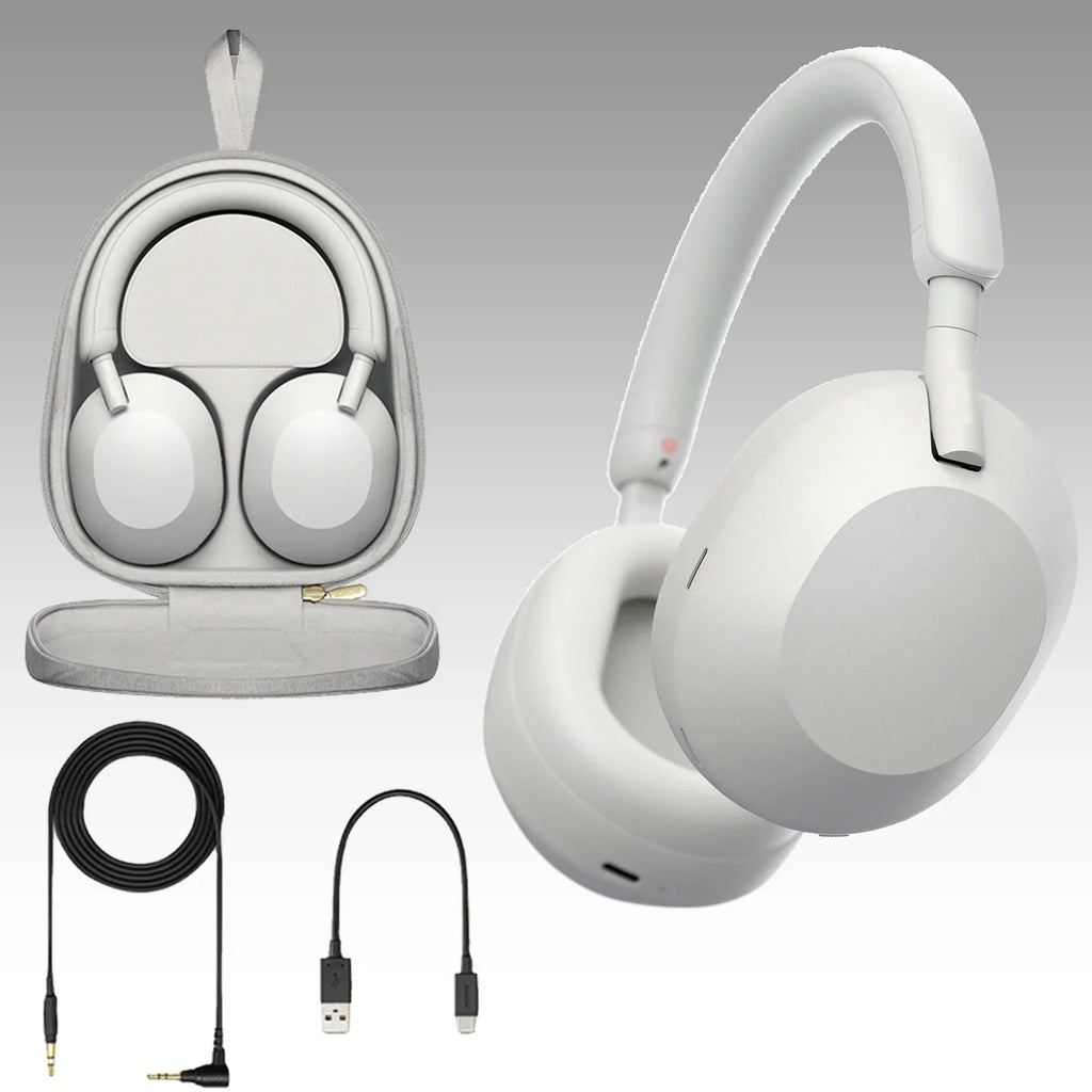 '- Bundle) Ultimaxx WH-1000XM5 Headphones (Silver) & Over-Ear More (7pc Includes: Backpack Wireless Noise-Canceling Essential Bundle Gadget liquid-Resistant