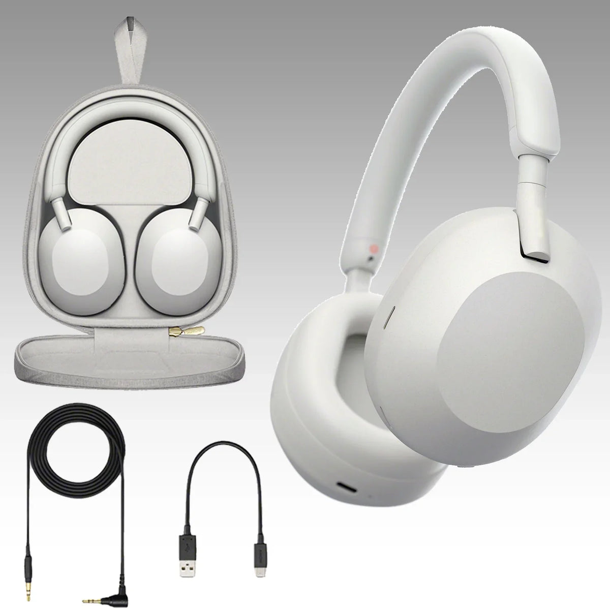 '- Bundle) Ultimaxx WH-1000XM5 Headphones (Silver) & Over-Ear More (7pc Includes: Backpack Wireless Noise-Canceling Essential Bundle Gadget liquid-Resistant