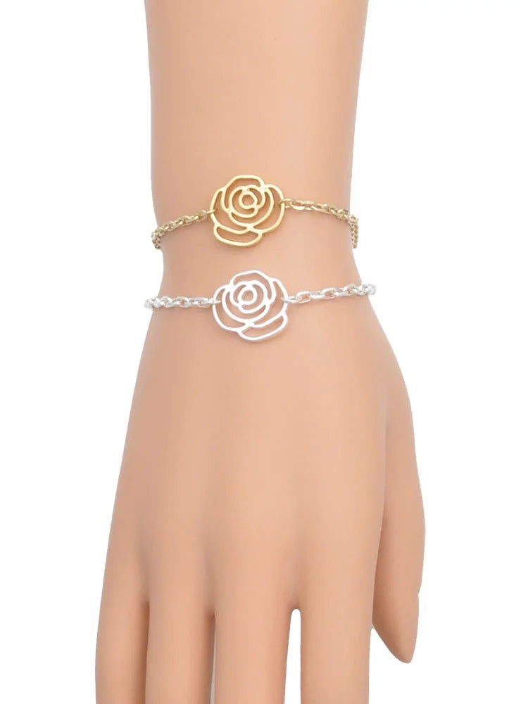 Silvertone Key Delight Four Lucky Flower Clover Leaf Chain Green Bracelet, Extender Translucent Jewelry 6.75"+2" Silver-tone Link