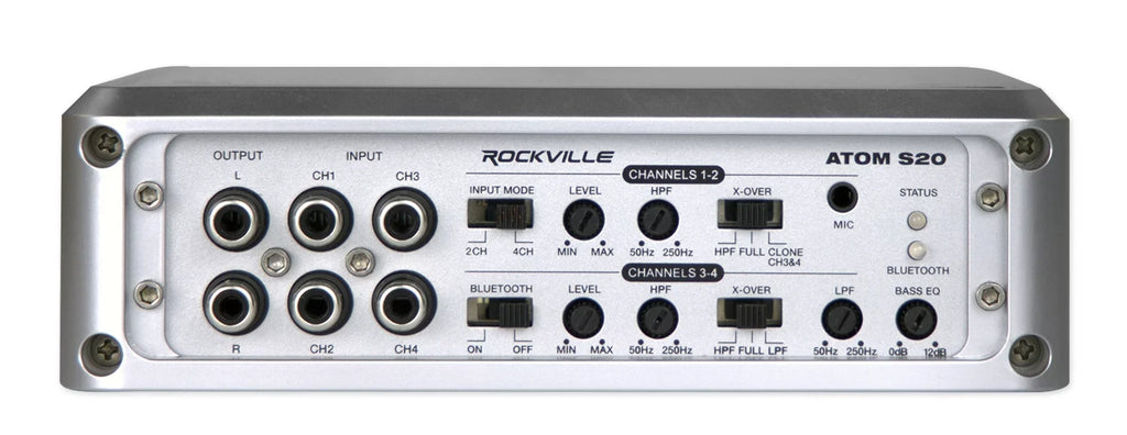 ATV/UTV Meter+Mic ATOM Rockville Amplifier For 4 Channel Bluetooth S20 w/Volt
