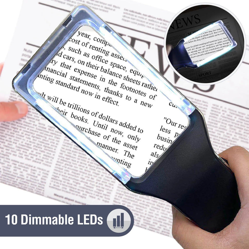 Magnifying Fully & Magnifier Vision Low 4X Dimmable Fonts, Large Reading Best Small for LEDs]-Evenly Area-The Macular Seniors, Lit Viewing Anti-Glare Degeneration [10 with Lighted Glass