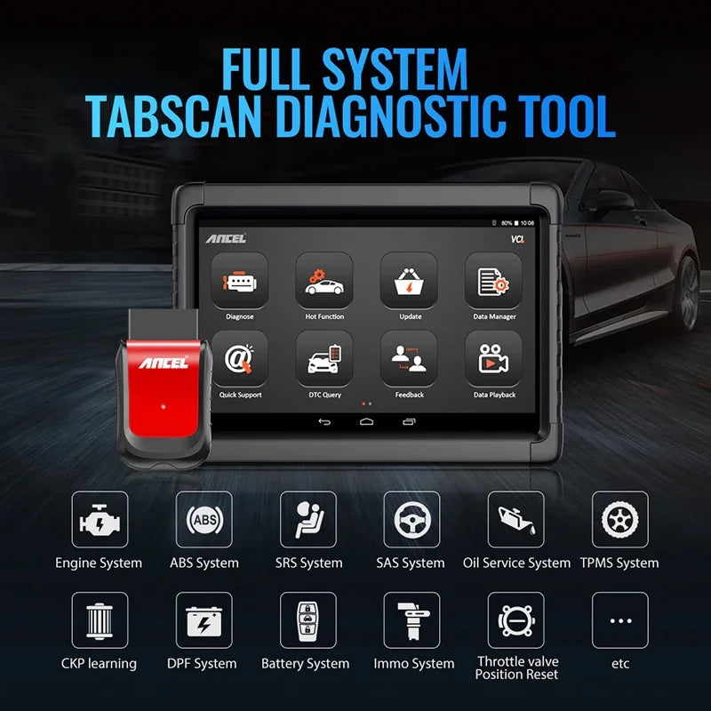 System Services OBD X6 Code Tool Tablet Automotive Scan ANCEL Car 10 Scan Reset Diagnostic All Bluetooth Scanner Live OBD2 Diagnostic Automotive Bi-direactional Auto Data Scanner VIN Car Reader EOBD