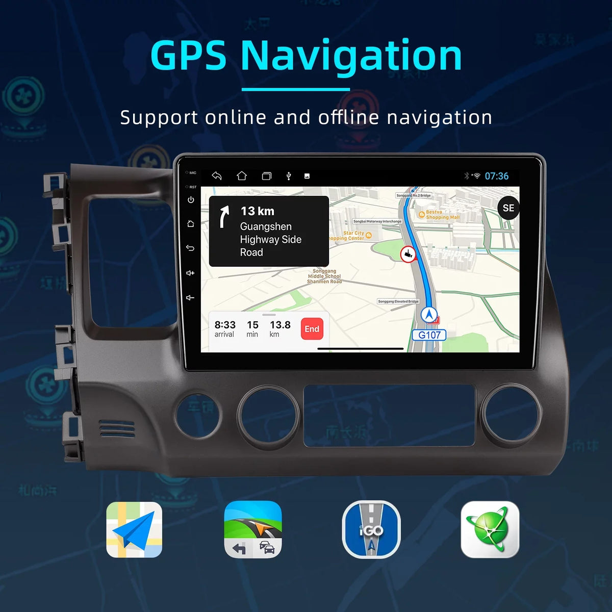 Stereo Din Radio 10.1 2006-2011 Support IPS for FM Carplay Navi & Civic 10 Screen Double GPS Auto Car BT Android Android inches Backup Car Honda Touchscreen Camera with