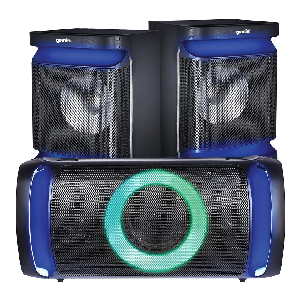 GSYS-2400, GSYS-2400 System, Lights, Home with Party Bluetooth Gemini Stereo Amp, 3-Piece and LED Integrated Microphone,