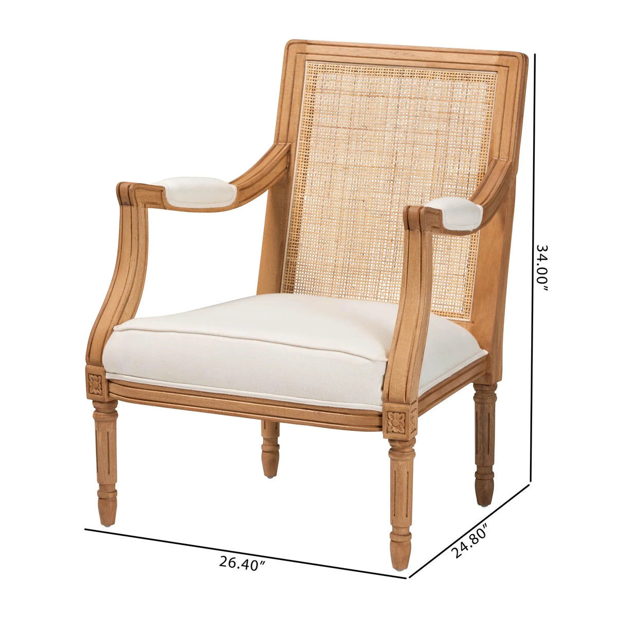 Traditional Wood and Honey Finished Accent Fabric Beige Garridan Baxton Chair French Oak Studio