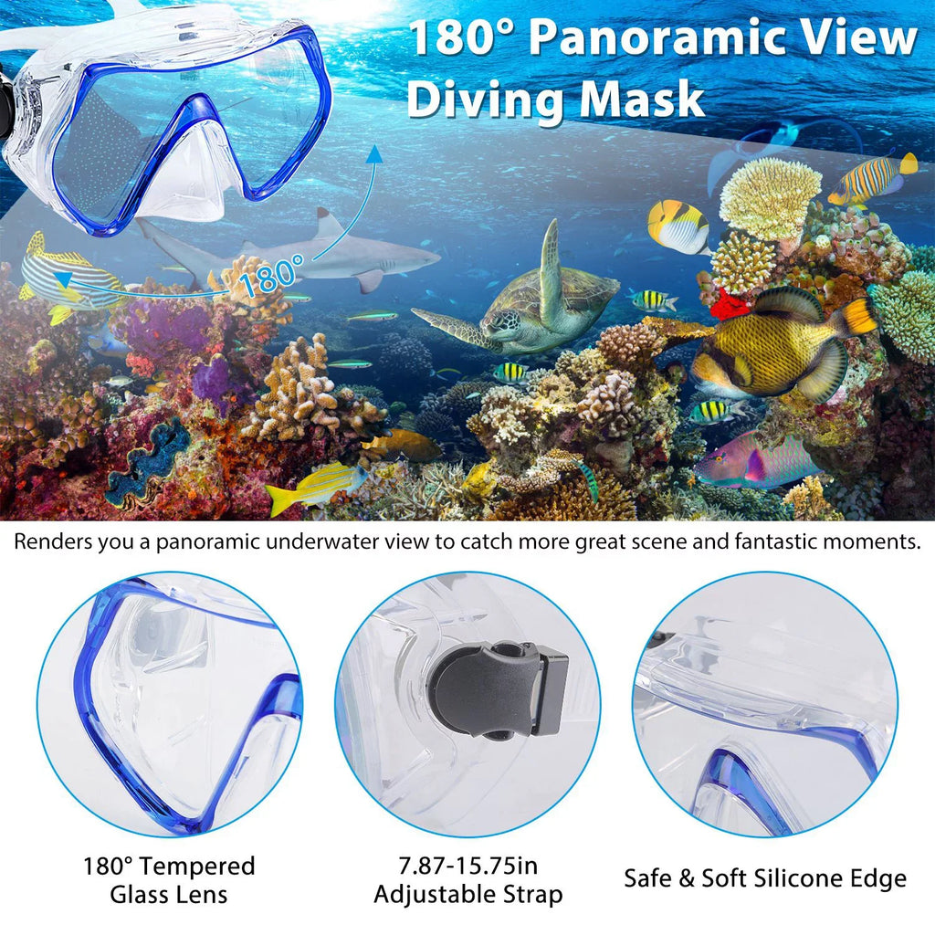 Set, Kit,Green[L_XL] Included, Snorkel Fins, Diving Adults Diving Dry Top iMounTEK Training Swimming Mask, Snorkel Snorkel