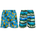 Large Lining, Shorts, Sunset/Fruits, iBerryNY Mesh Beach Swimming Palm Trunks Mens 2 Pairs,