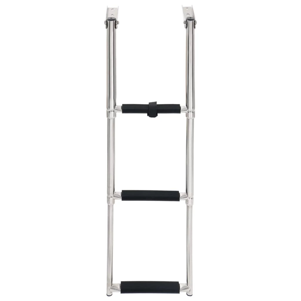 Non-Slip Folding Mounting Telescopic Boat Ladder Swimming Stainless Platform Ladder 3 Dcenta Pool, for and Steel Boarding