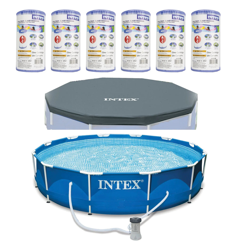 Filter Ground Cover Intex Cartridge 6 Metal Above Pool w/ Pump, Pack, and