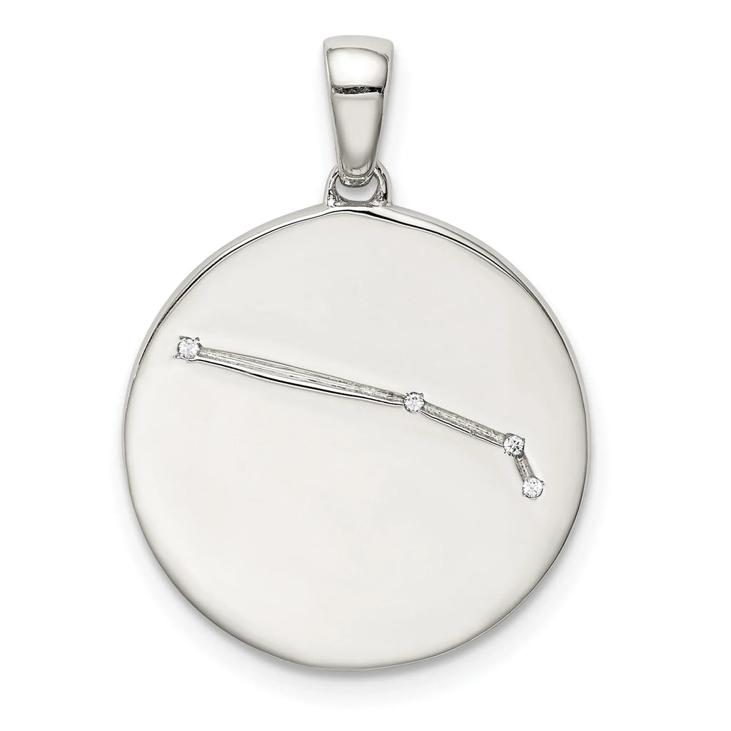 QQC9730 Pendant CZ Aries Zodiac Silver Rhodium-plated Sterling &