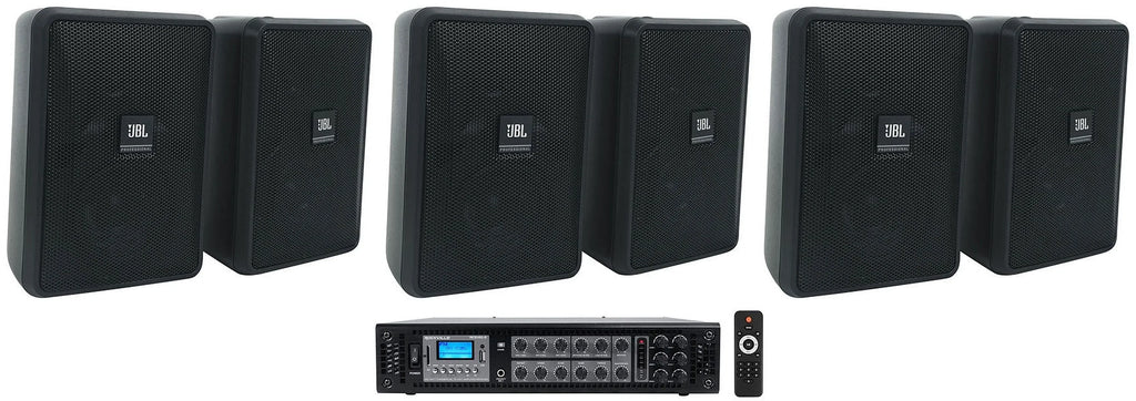 Black 70v Wall + JBL (6) Speakers 23-1 Indoor/exterior Amp Commercial 3" Control