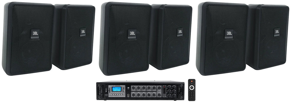Black 70v Wall + JBL (6) Speakers 23-1 Indoor/exterior Amp Commercial 3" Control