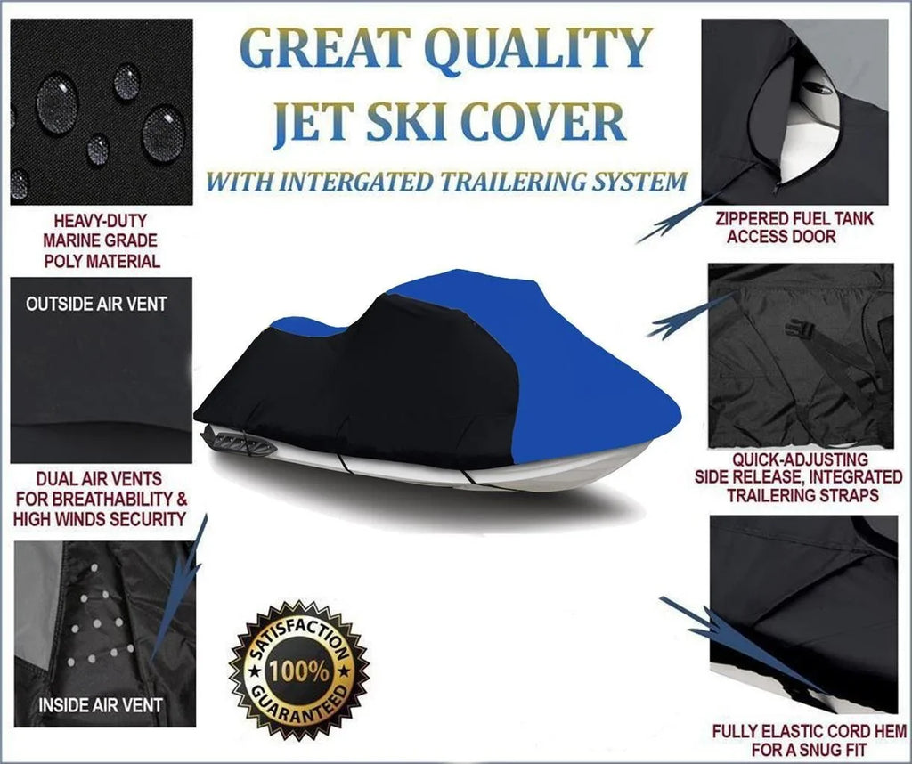 Ski for 1100 1997 BLUE 1999 Cover Jet Cover HEAVY-DUTY KAWASAKI 1998 STX / BLACK Trailerable Compatible