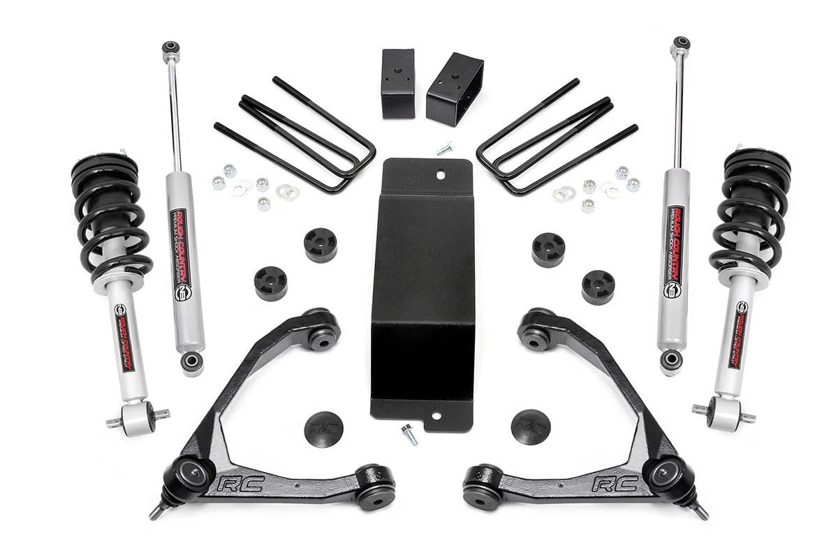 1500 Chevy | Kit | 3.5" Rough (fits) N3 4WD Country 19432 Loaded GMC Struts/Shocks Silverado Lift 2014-2018 Sierra
