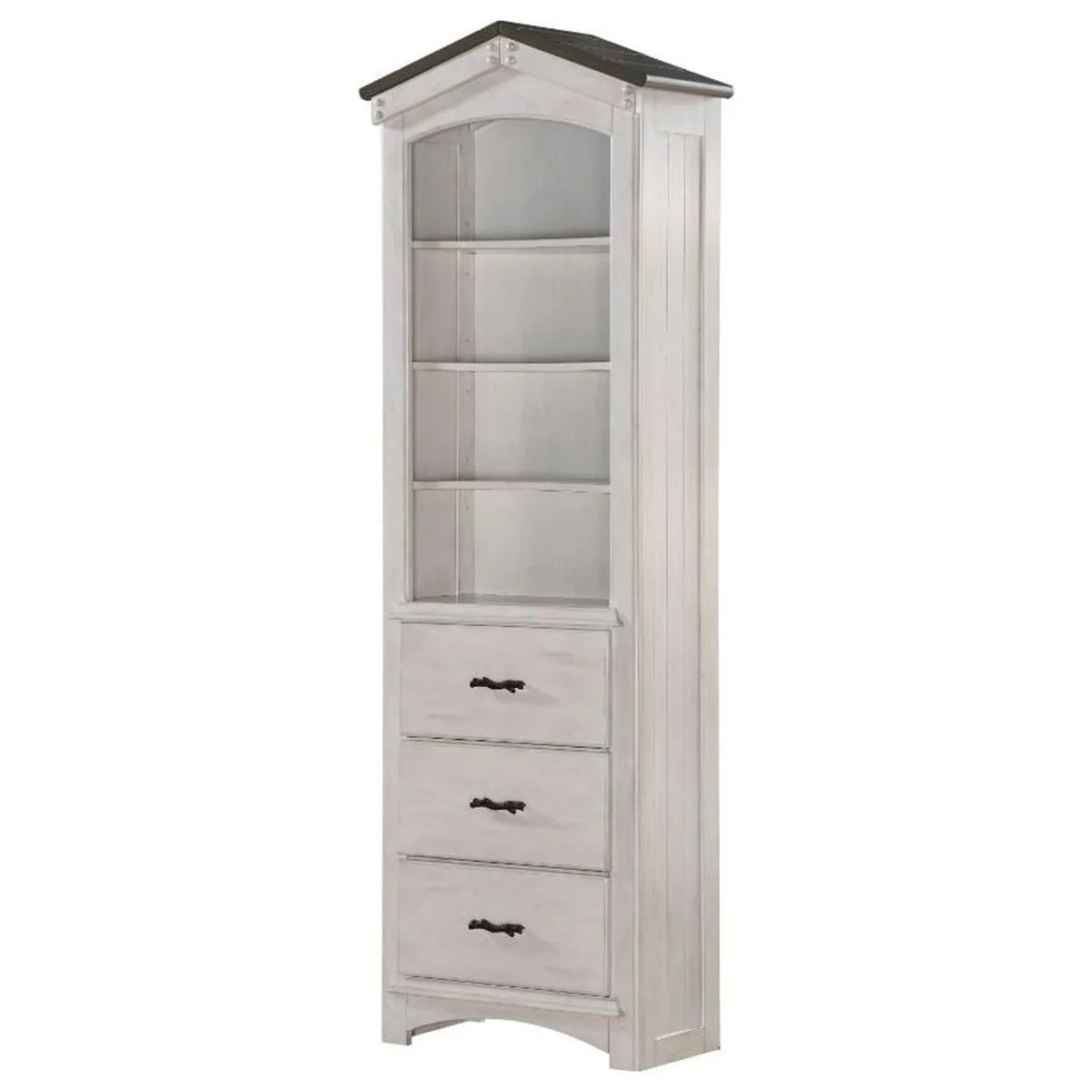 Weathered White Gray Cabinet Washed ACME Bookcase in House and Tree
