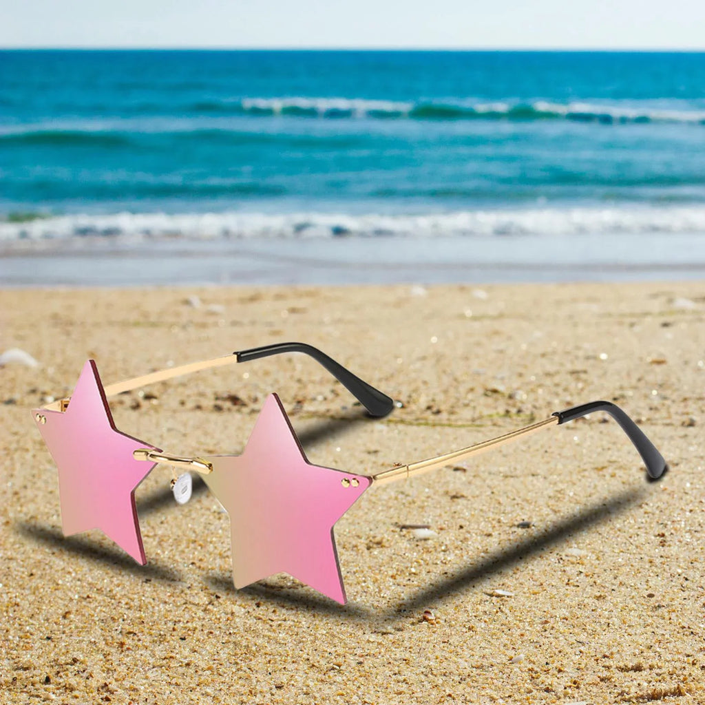 Dance Women Glasses Stars for Glasses Trendy Rimless Sharplace Costume 6X Sun Grey