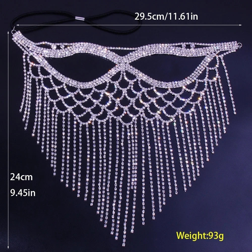 Halloween Tassel Crystal Mask Mask for Masquerade Rhinestone Women Jewelry Face Mask