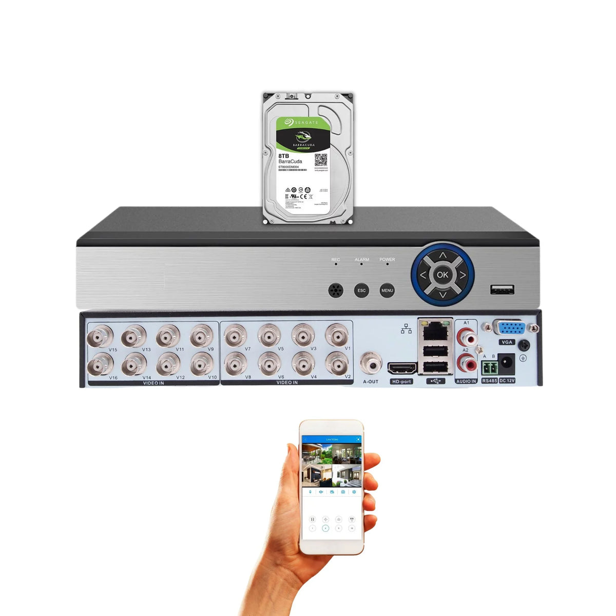 Cameras Evertech HDD Hybrid with Security 16 Compatible AHD TVI CVI 1080P Analog with Channel DVR 8TB Recorder Camera