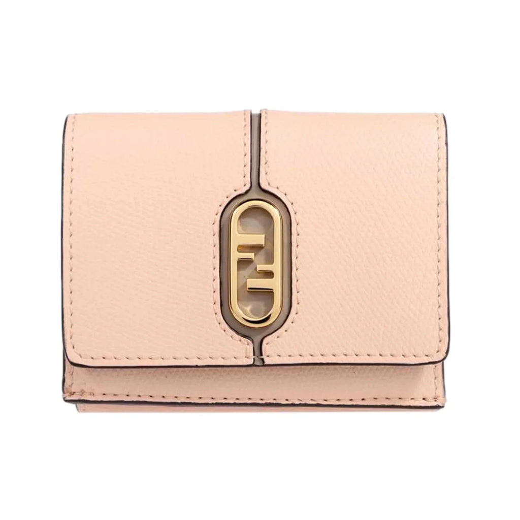 Gray Fendi Calf O'Lock Tortora Pink Leather Wallet Micro Trifold Rose