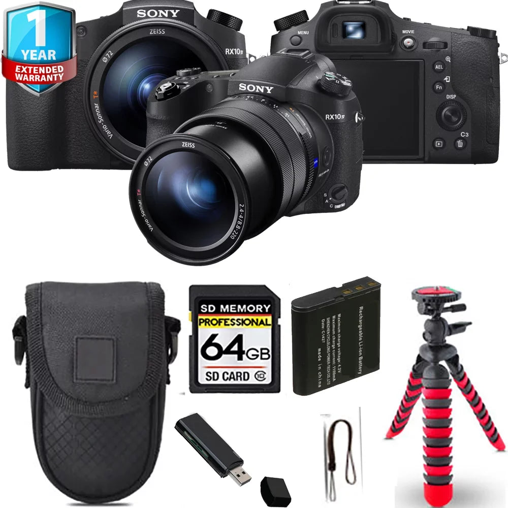 '+ Yr 64GB Tripod Camera 1 Warranty IV + Cyber-shot Spider Digital DSC-RX10 -